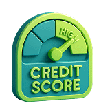 Brightly colored credit score gauge highlighting financial health and credit ranking at Beccas.